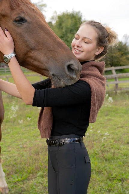 Full-body view of rider in Classy Equestrians performance outfit