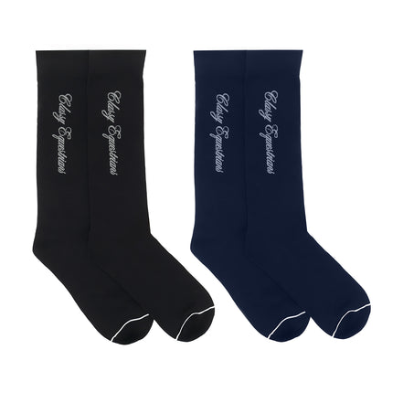 Two pairs of horse riding socks, one black and one navy blue, with Classy Equestrians branding.

Jahalne Nogavice, dva para, črne in modre